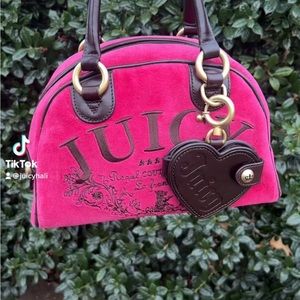 SOLD!!!!! stunning vintage hot pink juicy couture bowler bag and matching wallet